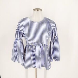 Chic Blue Striped Women's Blouse